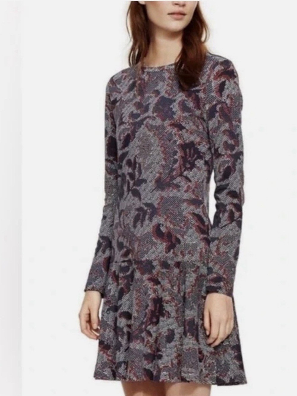 Tory Burch Pima Cotton Long Sleeve Dahlia Floral Dress Size Large